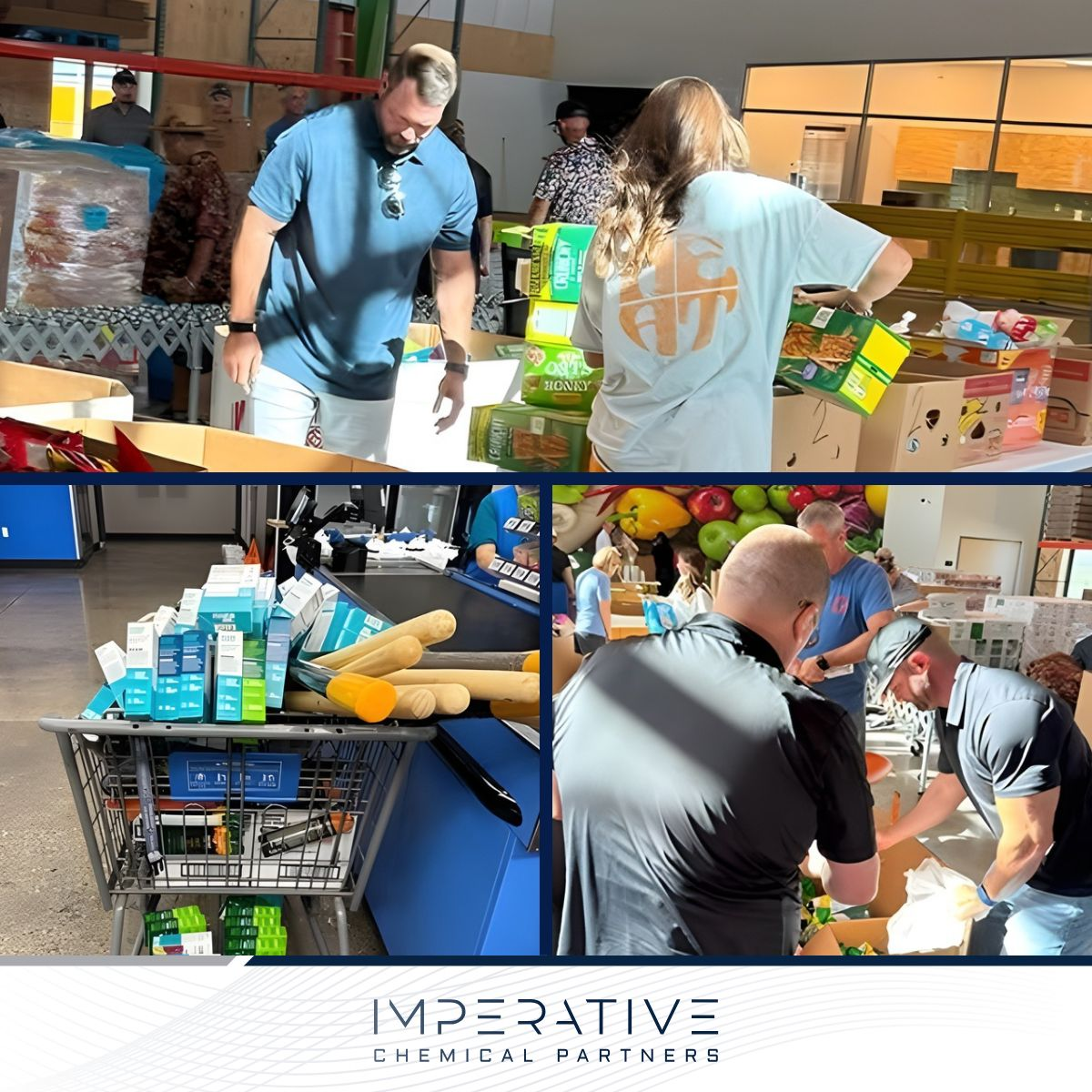 Imperative employees packing food at the West Texas Food Bank